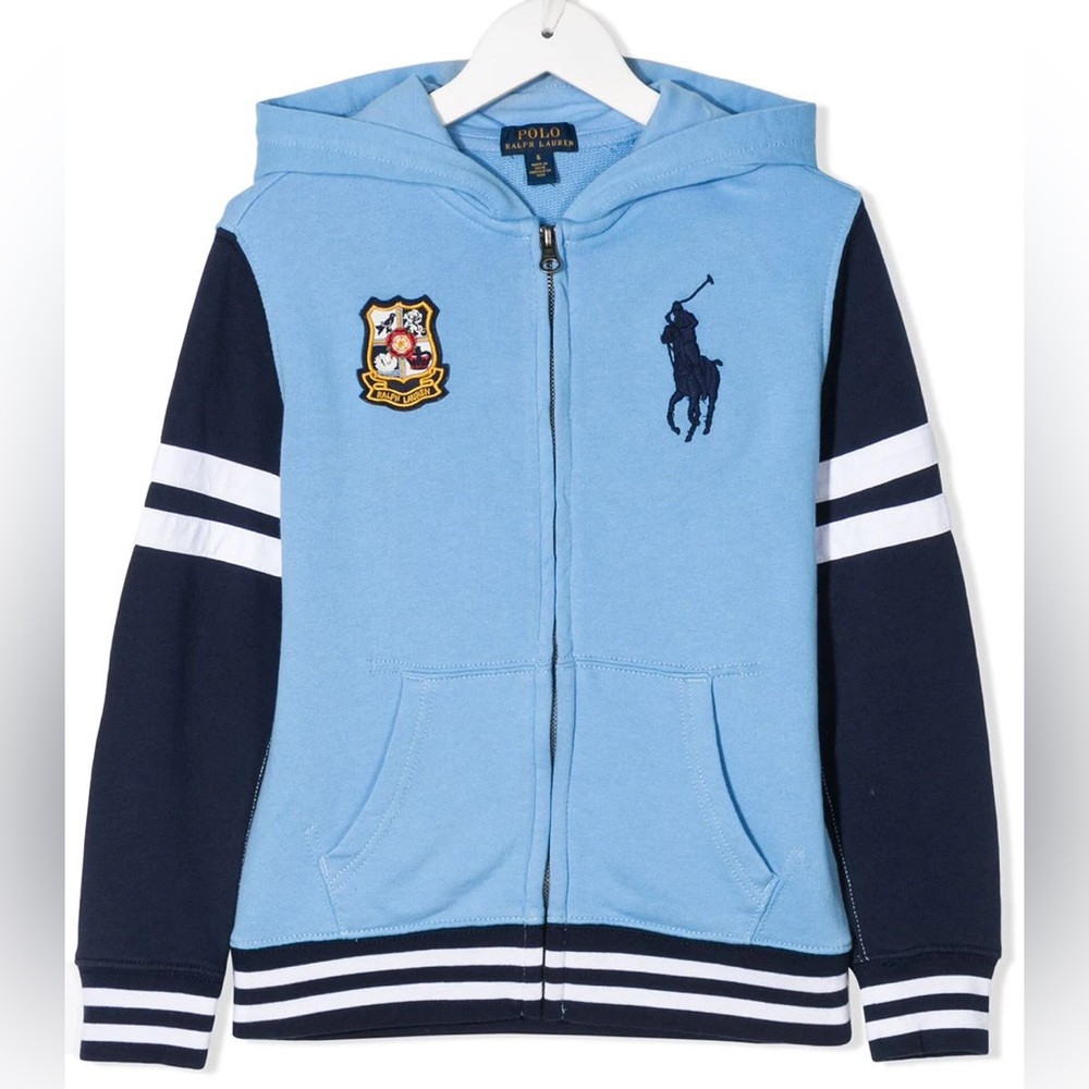 POLO Ralph Lauren Boys Zip Up Logo Hoodie Size 8